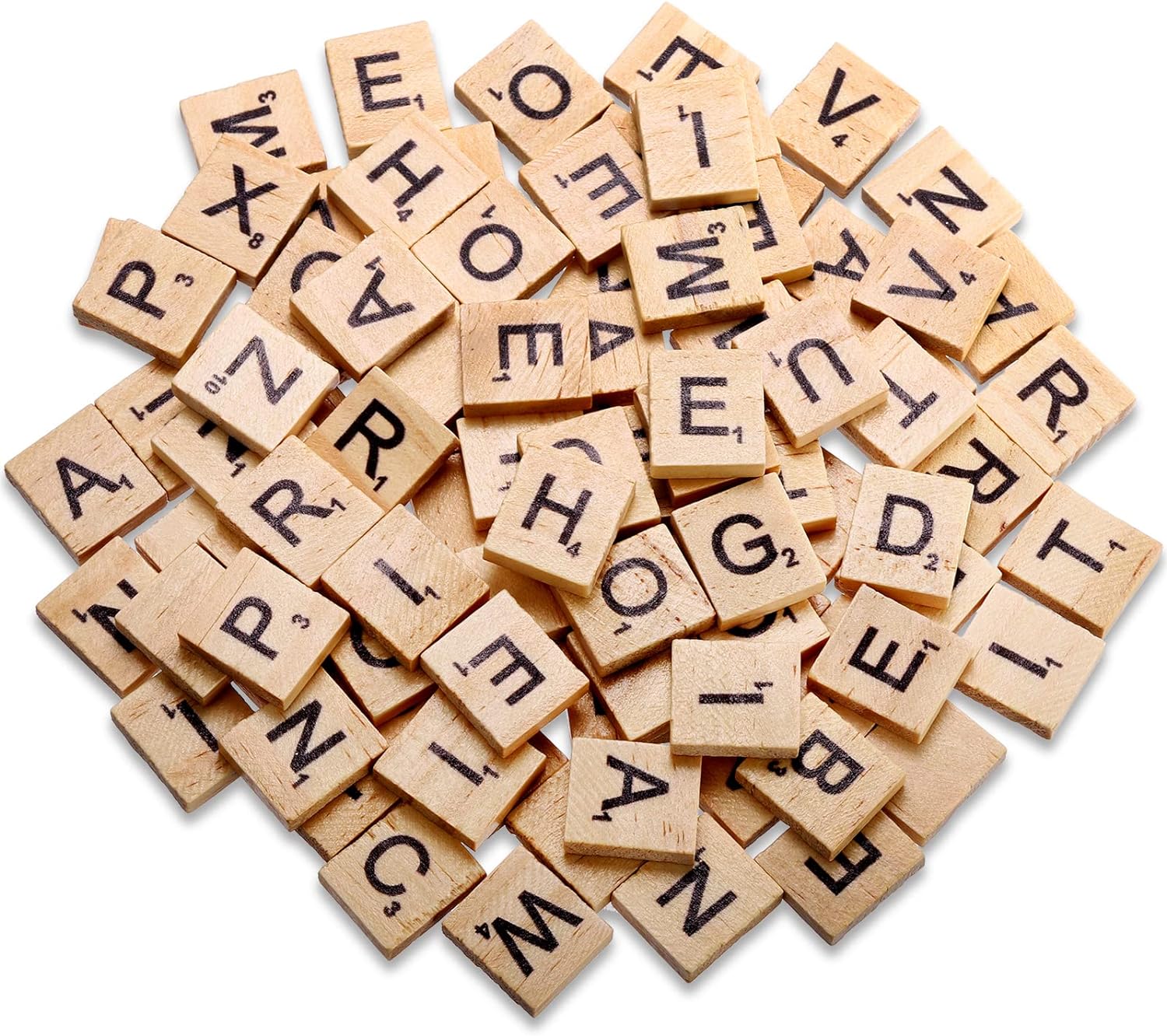 Letter tiles for use with Scrabble and similar word games like A Word or Two. 