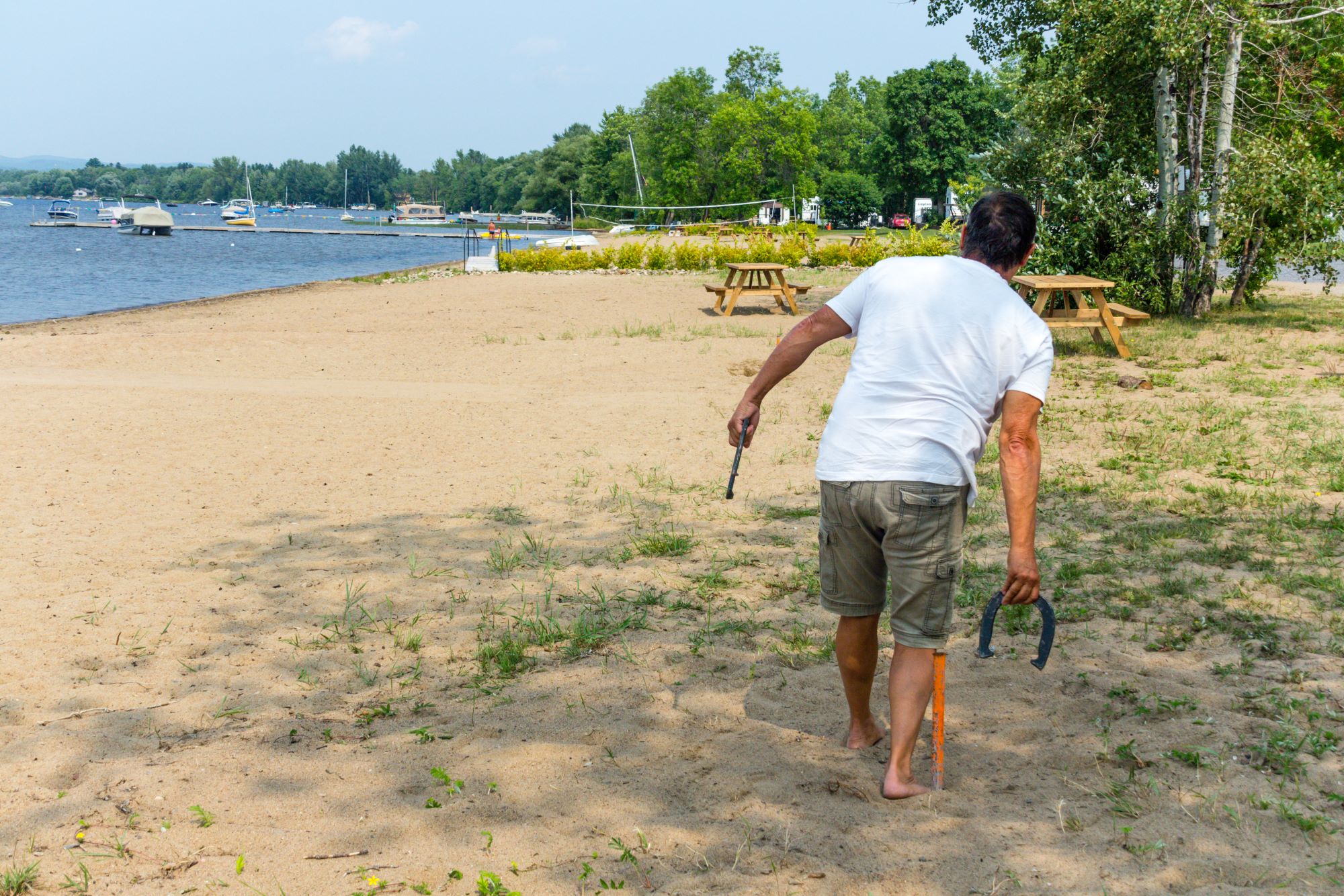 Pitching Horseshoes on the Beach