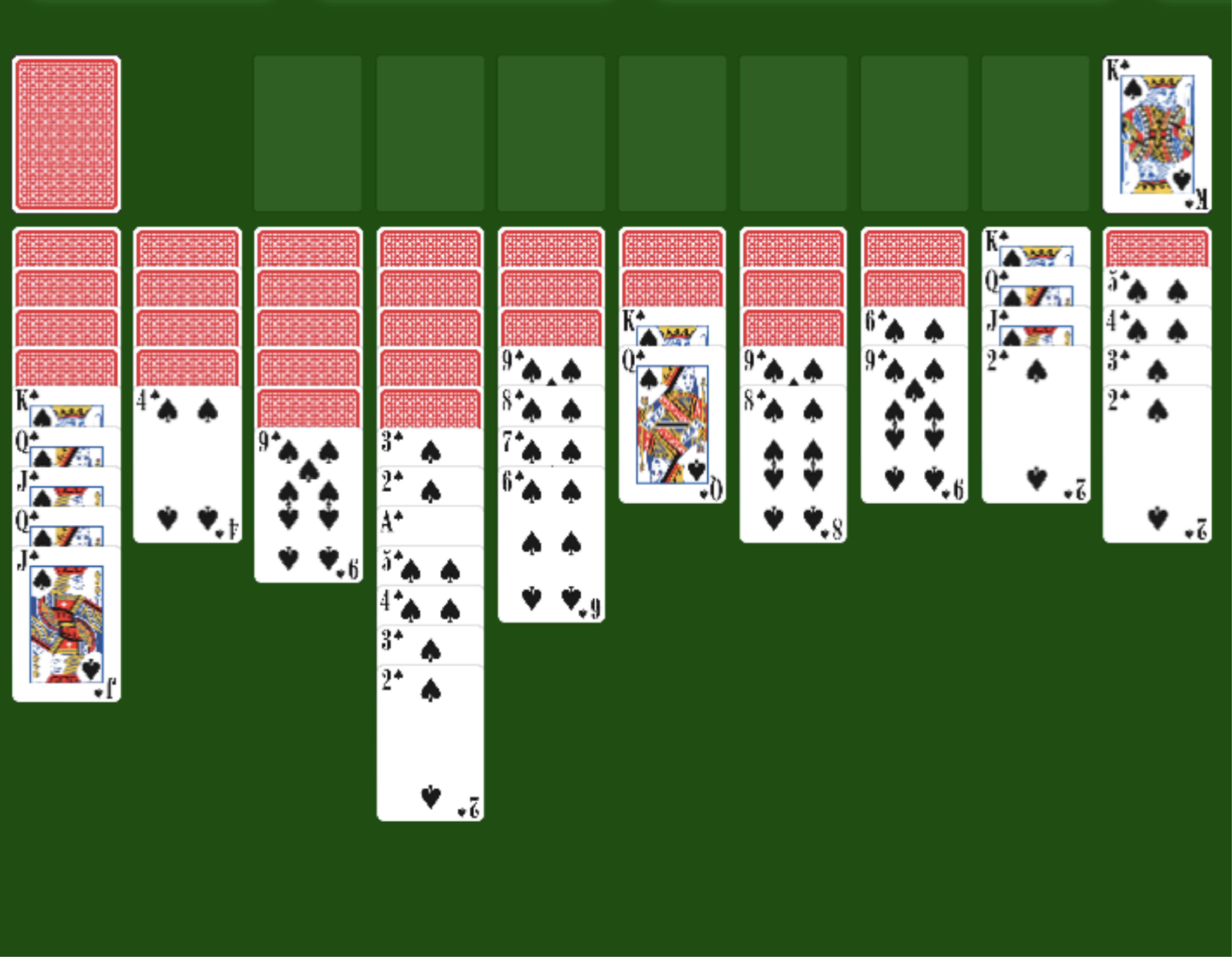 How to play spider solitaire (difficult-four suits) 