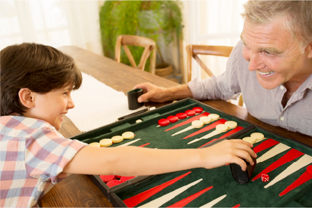 Backgammon is enjoyed by all generations.